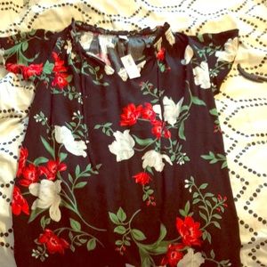 Black and red floral top-brand new with tag